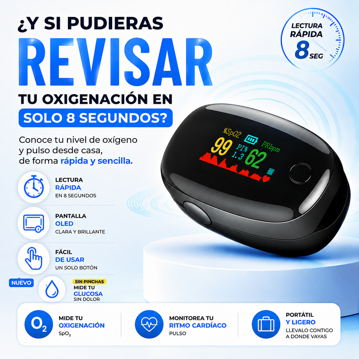 OxiVital - Medidor de Glucosa sin pinchasos