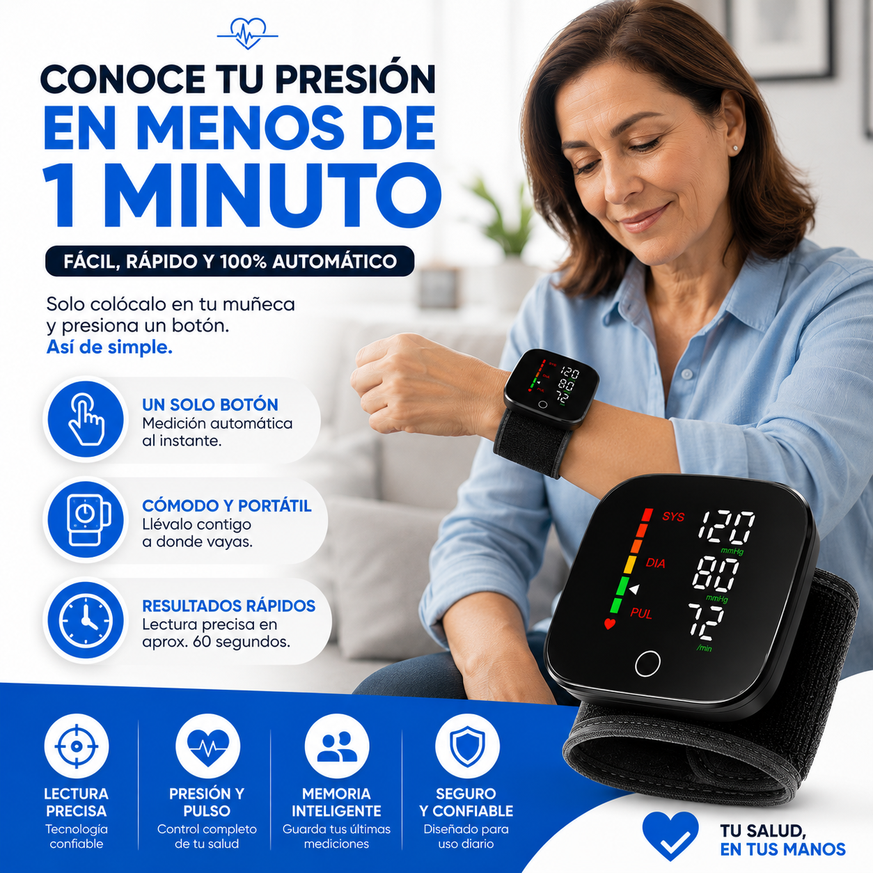 VitalPulse - Monitor de Presión Arterial de Muñeca