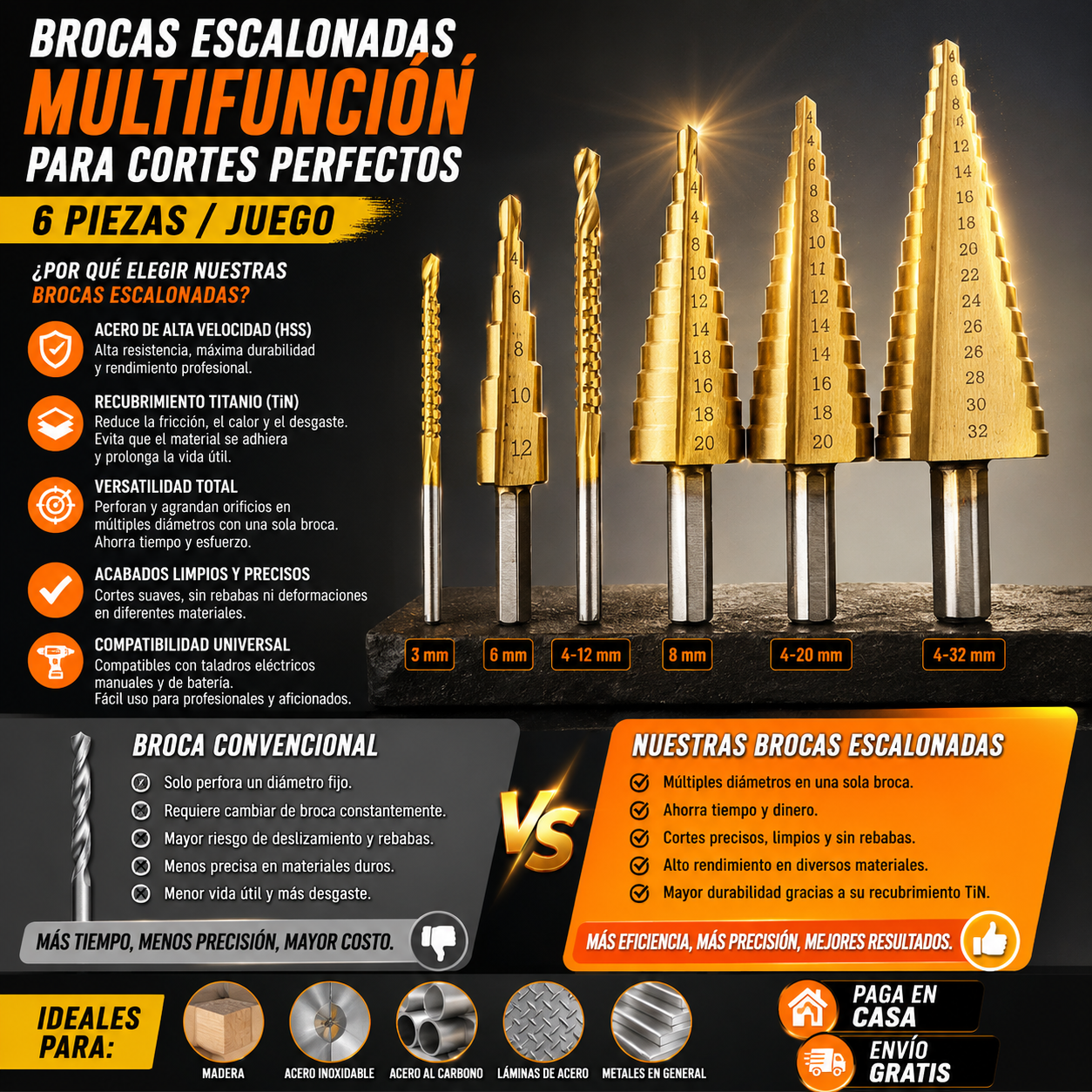 TitanStep - Brocas Escalonadas x6