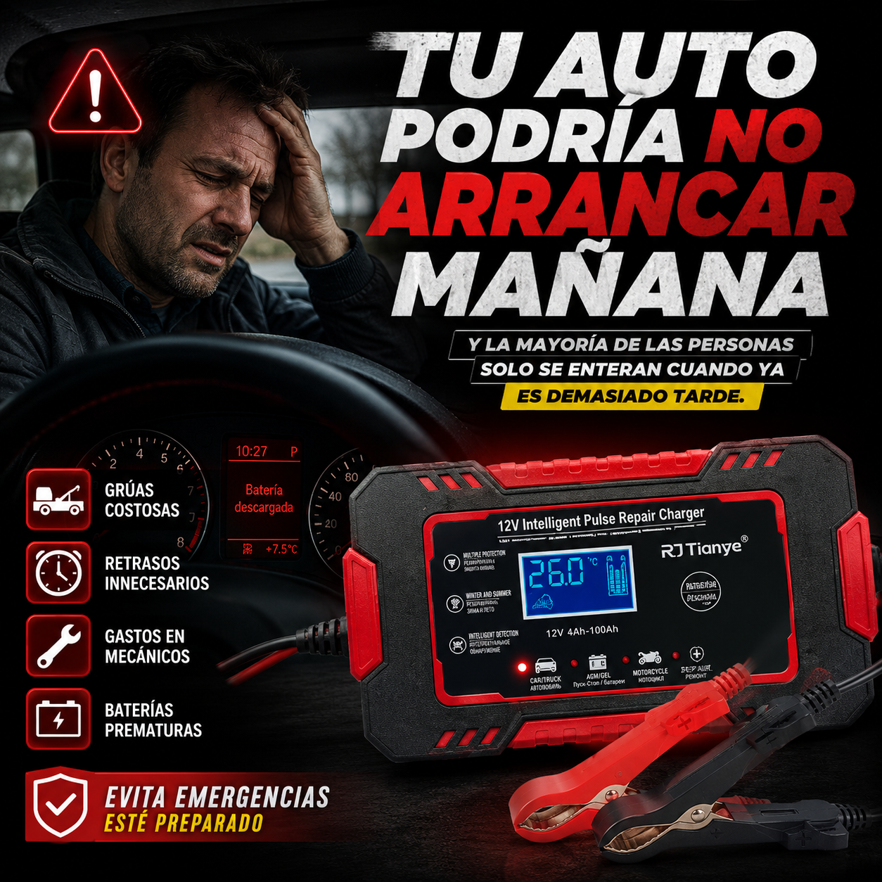 PowerStart - Cargador De Bateria Auto y Motocicleta
