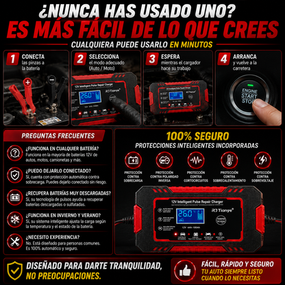 PowerStart - Cargador De Bateria Auto y Motocicleta