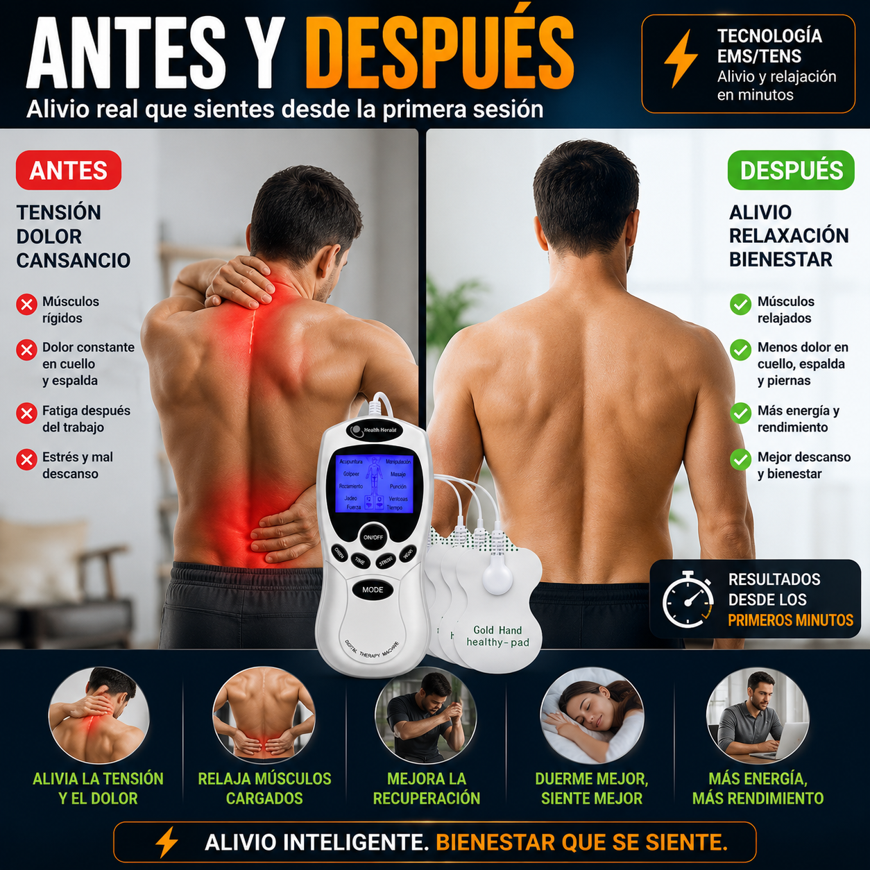 PowerTense - Electro Estimulador Masajeador
