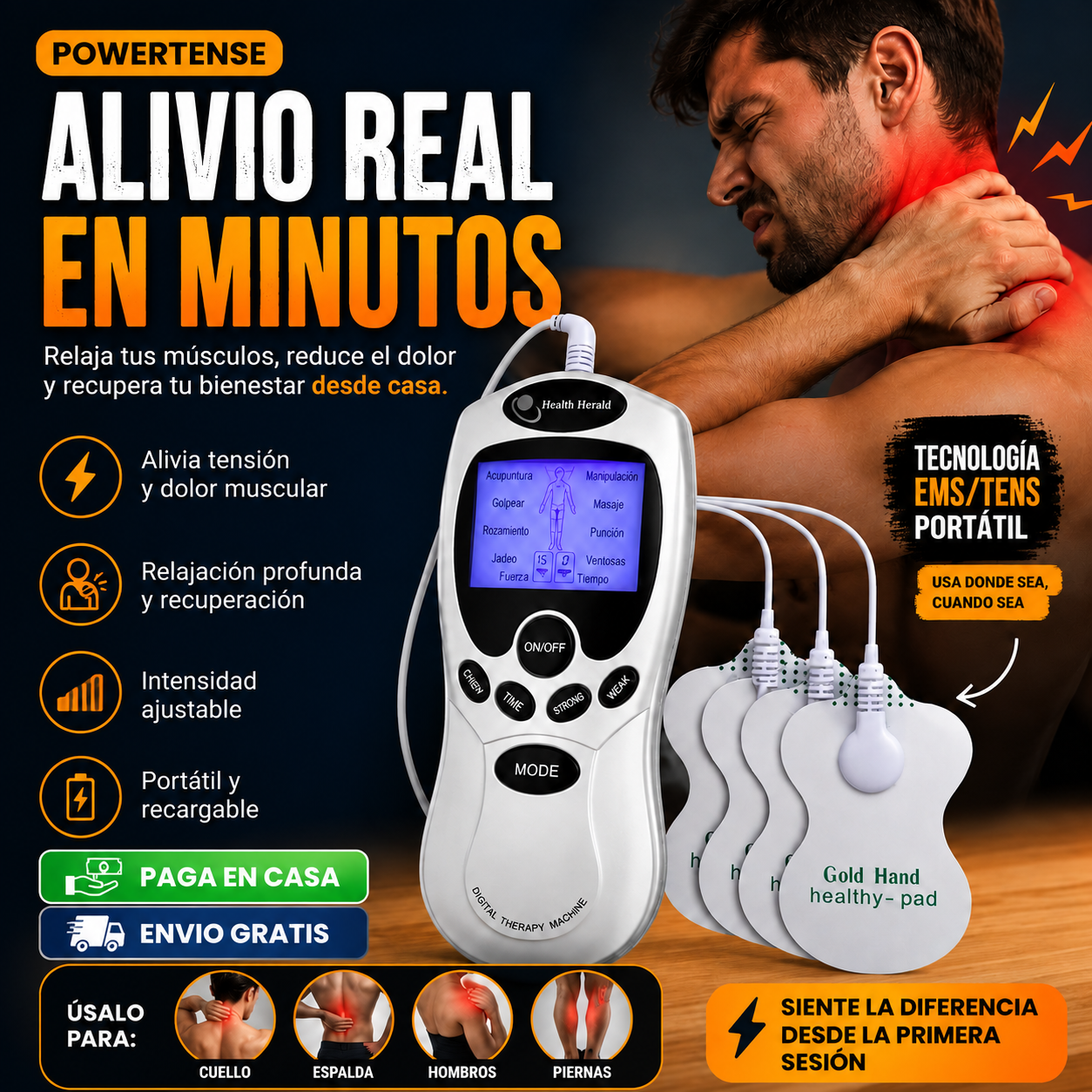 PowerTense - Electro Estimulador Masajeador