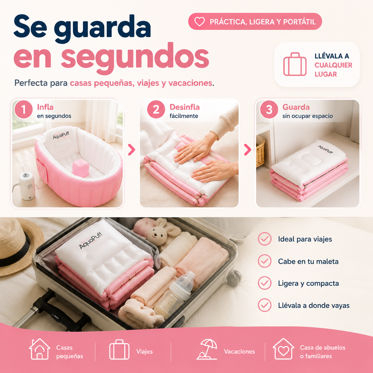 AquaPuff - Bañera Inflable Para Bebe