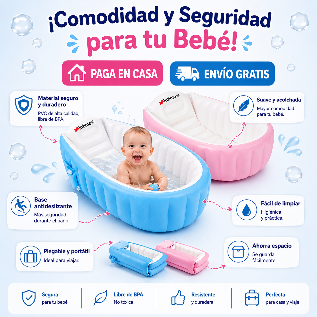 AquaPuff - Bañera Inflable Para Bebe