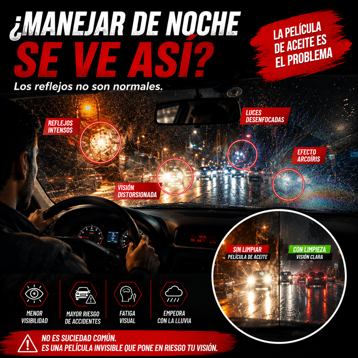 ClearView™- Antiempañante para vidrios y espejos.