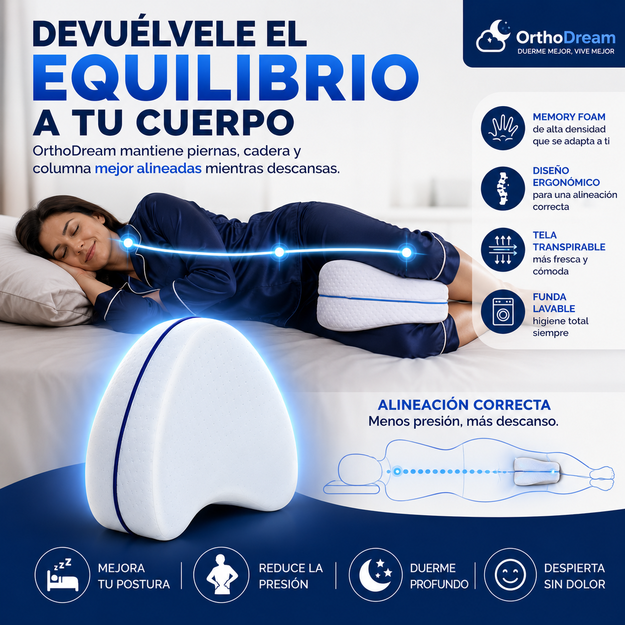 OrthoDream - Almohada Ortopedica Pierna Y Rodilla