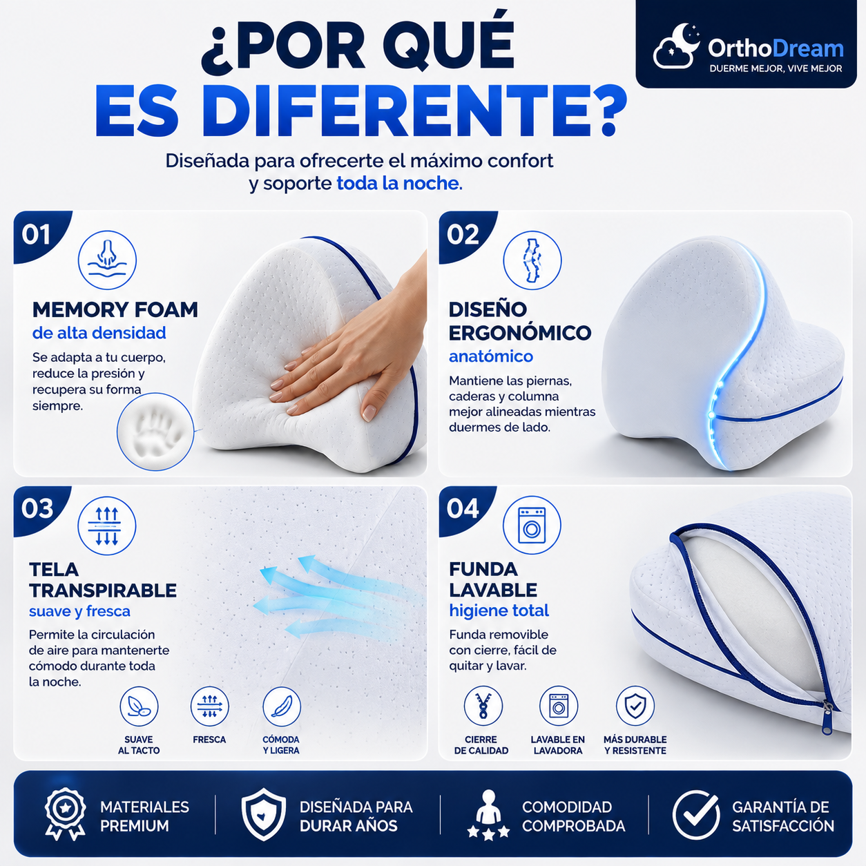 OrthoDream - Almohada Ortopedica Pierna Y Rodilla